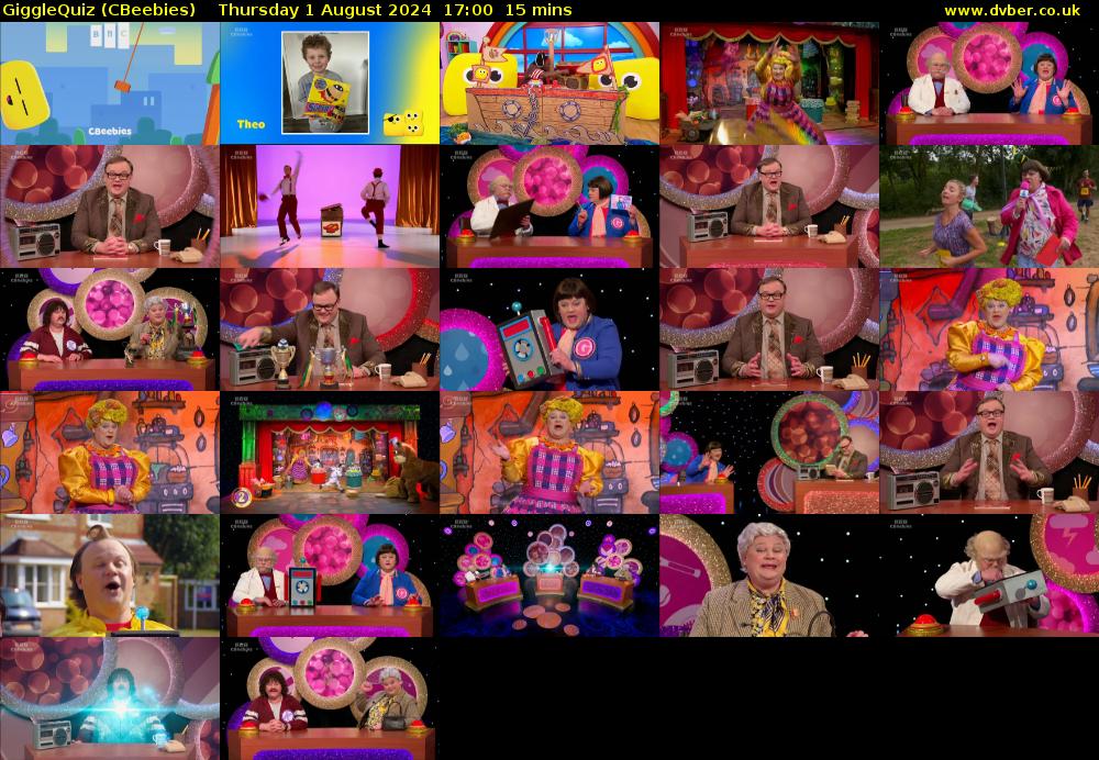 GiggleQuiz (CBeebies) Thursday 1 August 2024 17:00 - 17:15