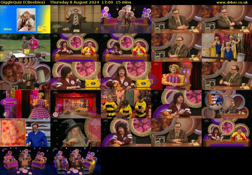 GiggleQuiz (CBeebies) Thursday 8 August 2024 17:00 - 17:15