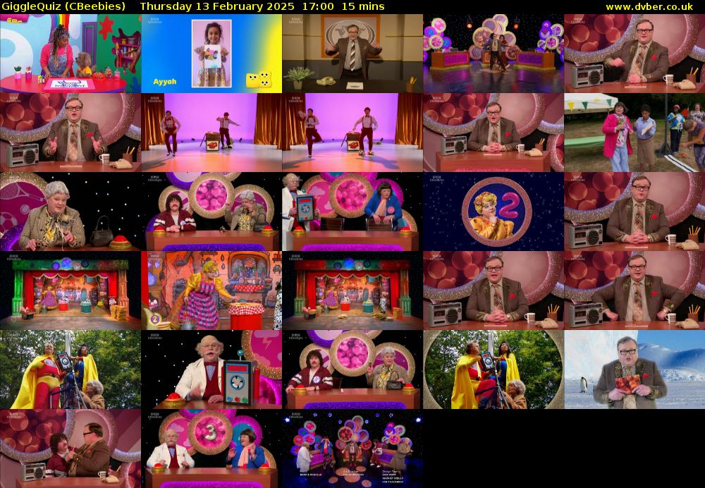 GiggleQuiz (CBeebies) Thursday 13 February 2025 17:00 - 17:15