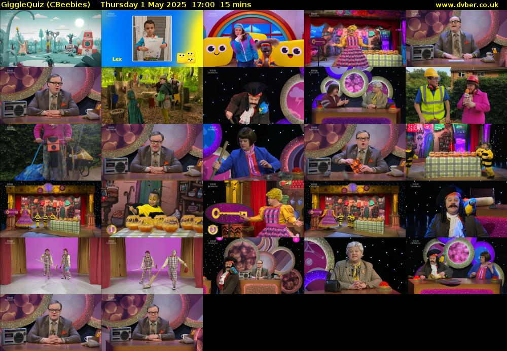 GiggleQuiz (CBeebies) Thursday 1 May 2025 17:00 - 17:15