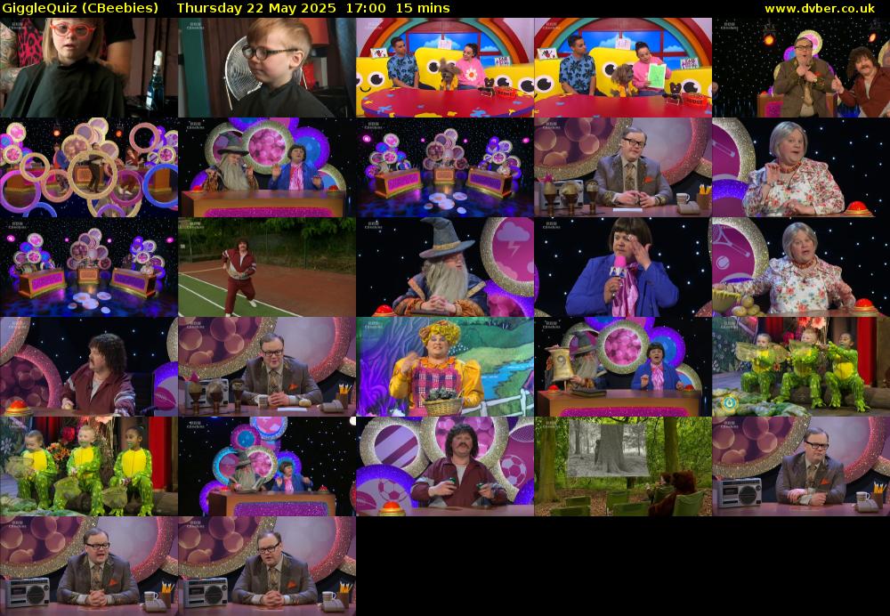 GiggleQuiz (CBeebies) Thursday 22 May 2025 17:00 - 17:15