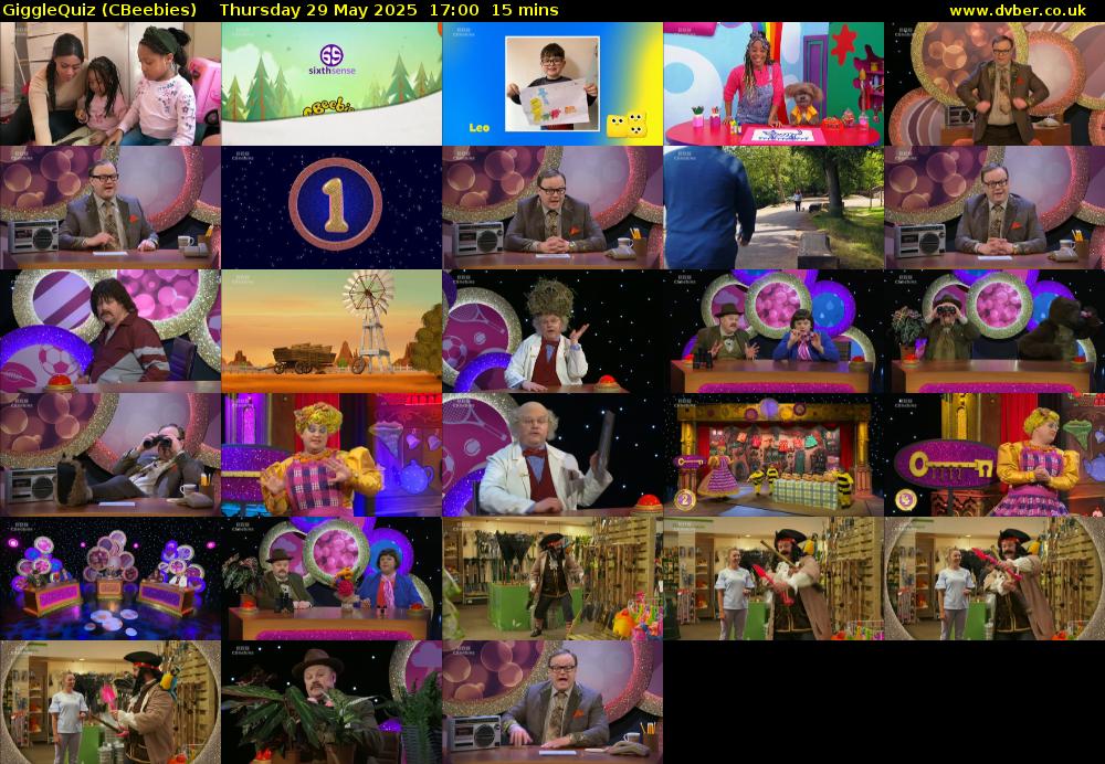 GiggleQuiz (CBeebies) Thursday 29 May 2025 17:00 - 17:15