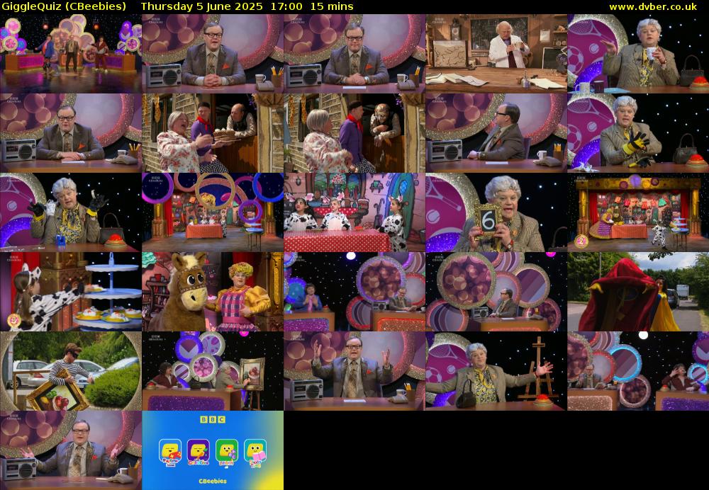 GiggleQuiz (CBeebies) Thursday 5 June 2025 17:00 - 17:15