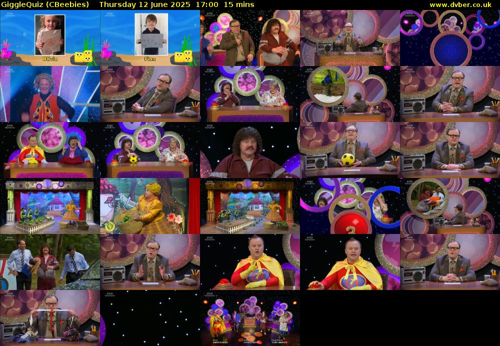 GiggleQuiz (CBeebies) Thursday 12 June 2025 17:00 - 17:15