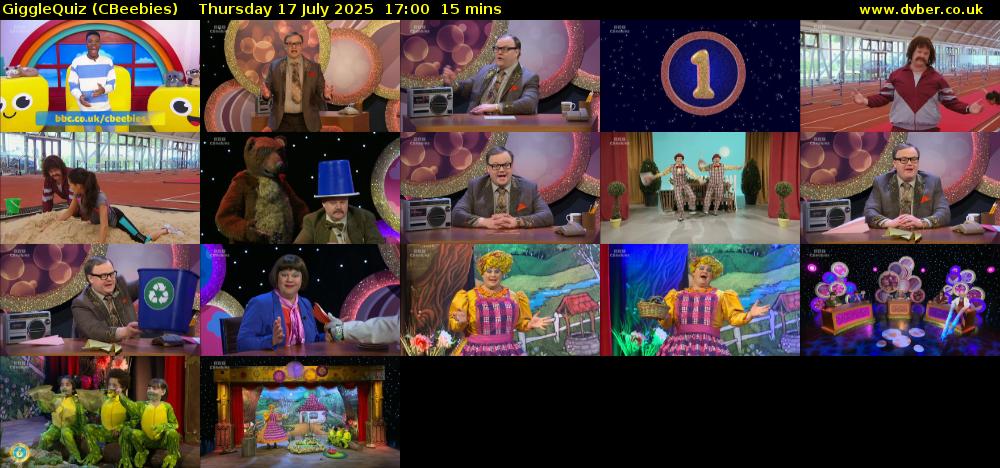 GiggleQuiz (CBeebies) Thursday 17 July 2025 17:00 - 17:15