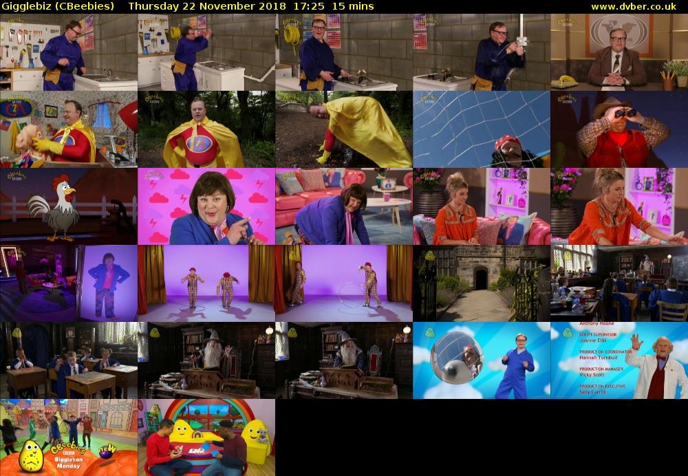 Gigglebiz (CBeebies) Thursday 22 November 2018 17:25 - 17:40