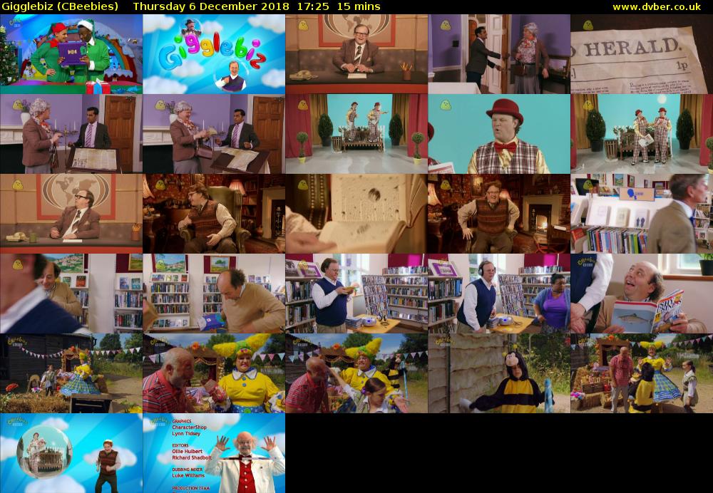 Gigglebiz (CBeebies) Thursday 6 December 2018 17:25 - 17:40