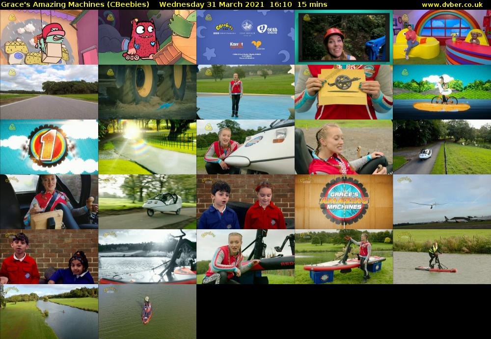 Grace's Amazing Machines (CBeebies) Wednesday 31 March 2021 16:10 - 16:25