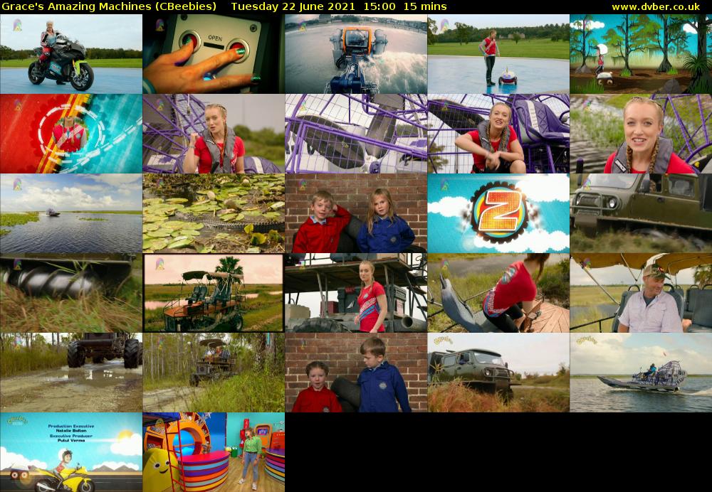 Grace's Amazing Machines (CBeebies) Tuesday 22 June 2021 15:00 - 15:15