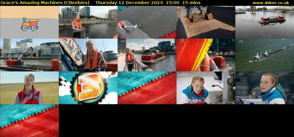 Grace's Amazing Machines (CBeebies) Thursday 12 December 2024 15:00 - 15:15