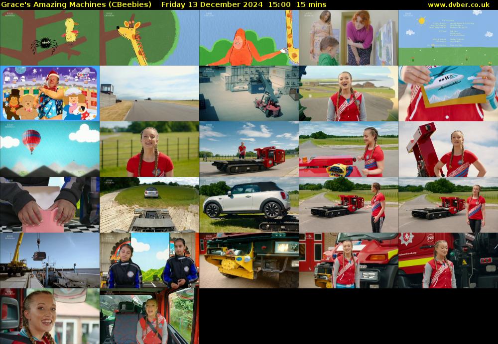 Grace's Amazing Machines (CBeebies) Friday 13 December 2024 15:00 - 15:15