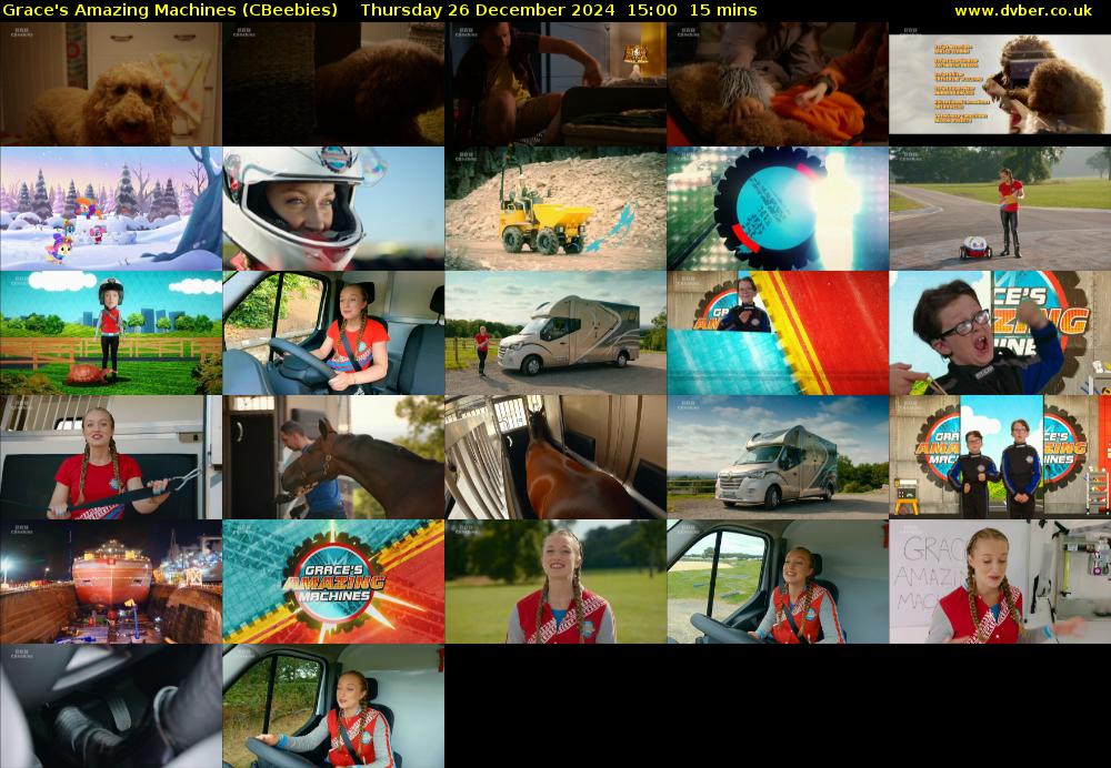 Grace's Amazing Machines (CBeebies) Thursday 26 December 2024 15:00 - 15:15