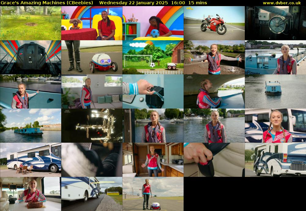 Grace's Amazing Machines (CBeebies) Wednesday 22 January 2025 16:00 - 16:15