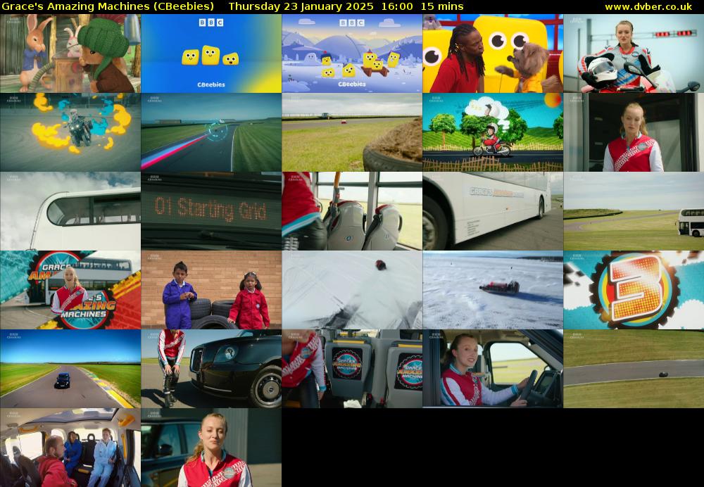 Grace's Amazing Machines (CBeebies) Thursday 23 January 2025 16:00 - 16:15