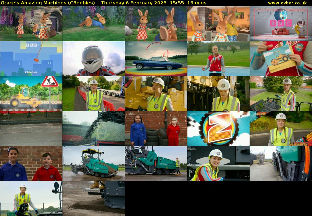 Grace's Amazing Machines (CBeebies) Thursday 6 February 2025 15:55 - 16:10