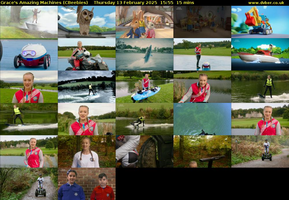 Grace's Amazing Machines (CBeebies) Thursday 13 February 2025 15:55 - 16:10