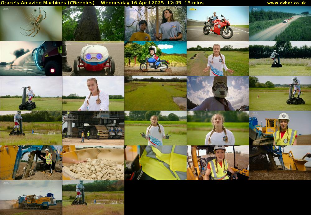 Grace's Amazing Machines (CBeebies) Wednesday 16 April 2025 12:45 - 13:00