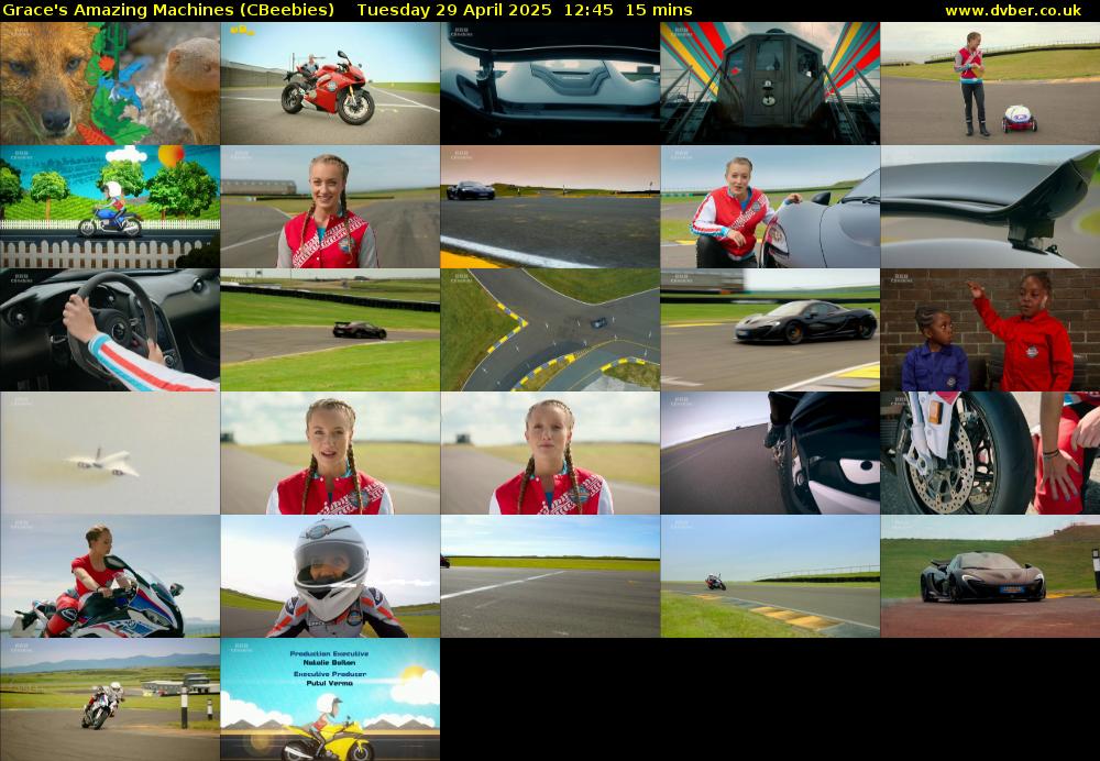 Grace's Amazing Machines (CBeebies) Tuesday 29 April 2025 12:45 - 13:00