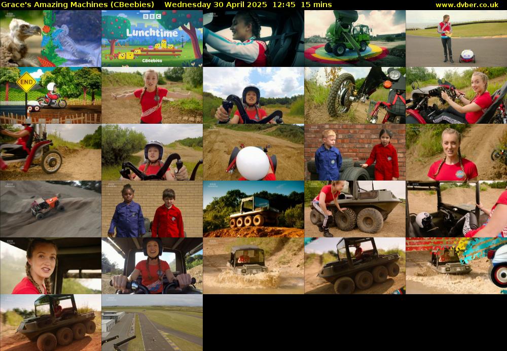 Grace's Amazing Machines (CBeebies) Wednesday 30 April 2025 12:45 - 13:00