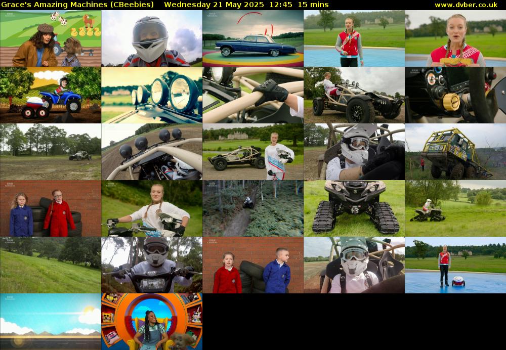 Grace's Amazing Machines (CBeebies) Wednesday 21 May 2025 12:45 - 13:00
