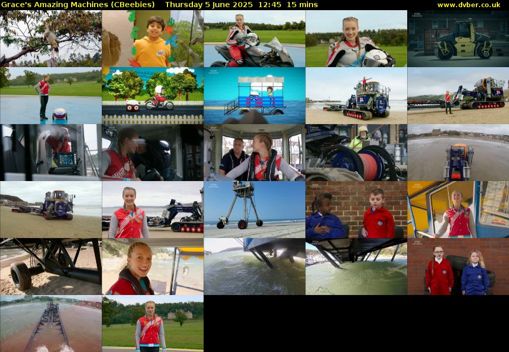 Grace's Amazing Machines (CBeebies) Thursday 5 June 2025 12:45 - 13:00