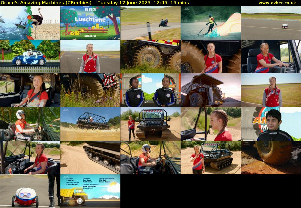 Grace's Amazing Machines (CBeebies) Tuesday 17 June 2025 12:45 - 13:00