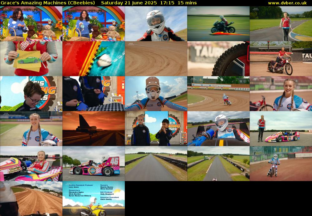 Grace's Amazing Machines (CBeebies) Saturday 21 June 2025 17:15 - 17:30