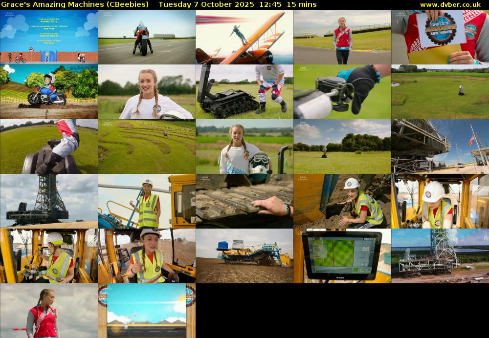 Grace's Amazing Machines (CBeebies) Tuesday 7 October 2025 12:45 - 13:00