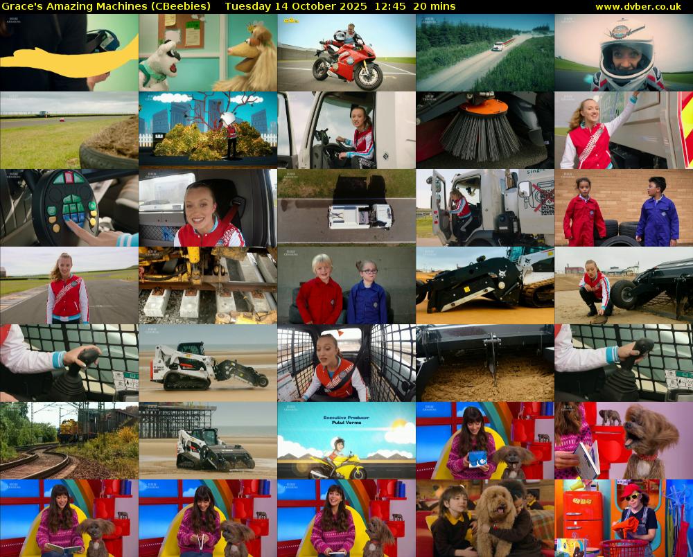 Grace's Amazing Machines (CBeebies) Tuesday 14 October 2025 12:45 - 13:05