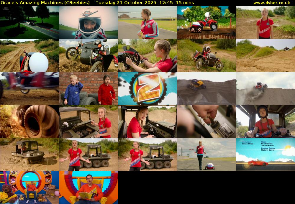 Grace's Amazing Machines (CBeebies) Tuesday 21 October 2025 12:45 - 13:00
