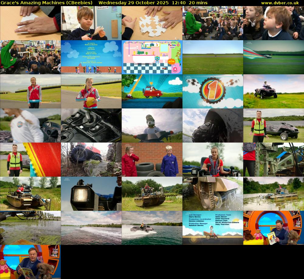 Grace's Amazing Machines (CBeebies) Wednesday 29 October 2025 12:40 - 13:00