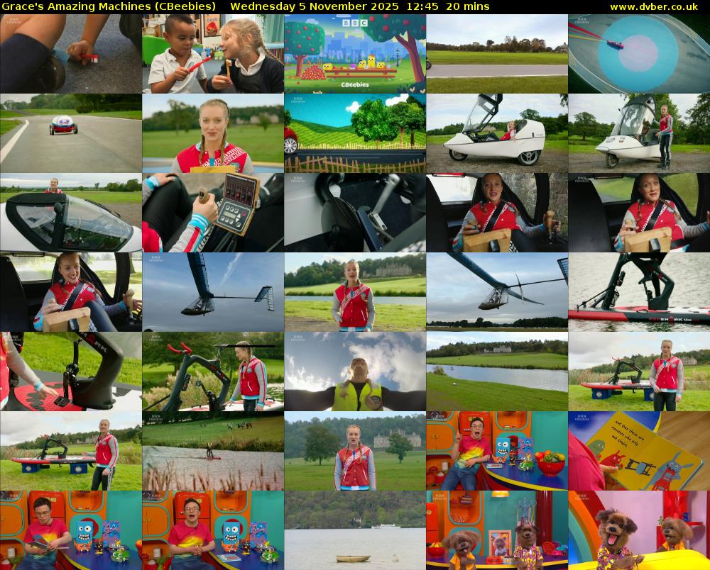 Grace's Amazing Machines (CBeebies) Wednesday 5 November 2025 12:45 - 13:05