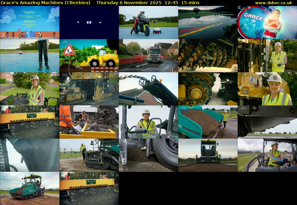 Grace's Amazing Machines (CBeebies) Thursday 6 November 2025 12:45 - 13:00