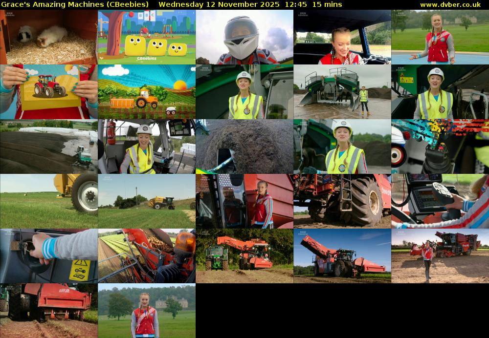 Grace's Amazing Machines (CBeebies) Wednesday 12 November 2025 12:45 - 13:00