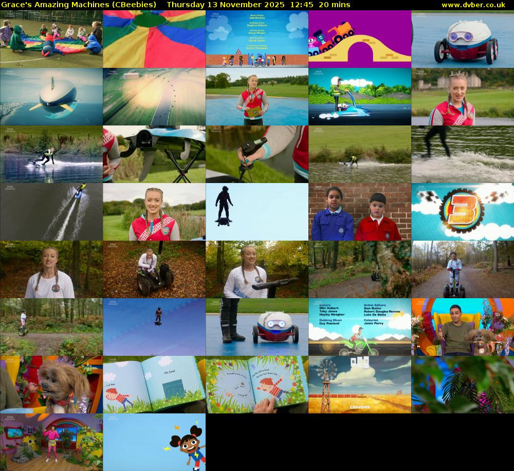 Grace's Amazing Machines (CBeebies) Thursday 13 November 2025 12:45 - 13:05