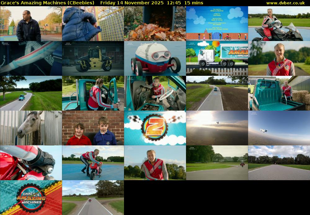 Grace's Amazing Machines (CBeebies) Friday 14 November 2025 12:45 - 13:00