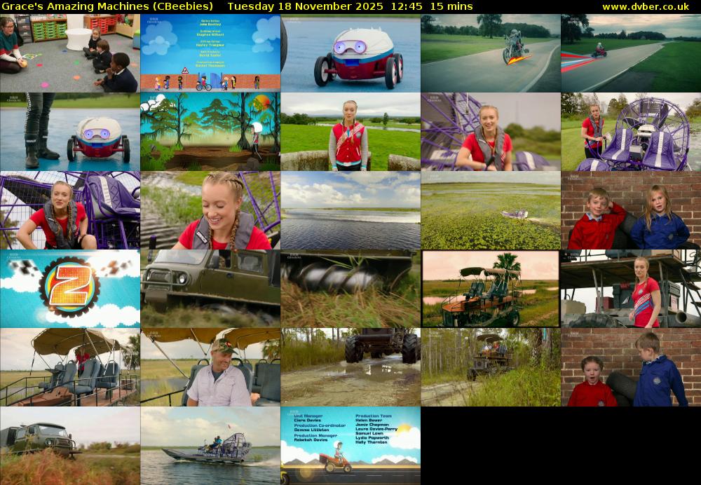 Grace's Amazing Machines (CBeebies) Tuesday 18 November 2025 12:45 - 13:00