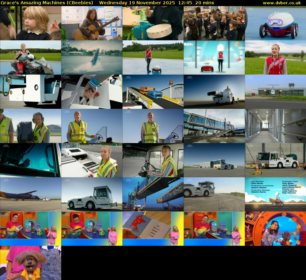 Grace's Amazing Machines (CBeebies) Wednesday 19 November 2025 12:45 - 13:05