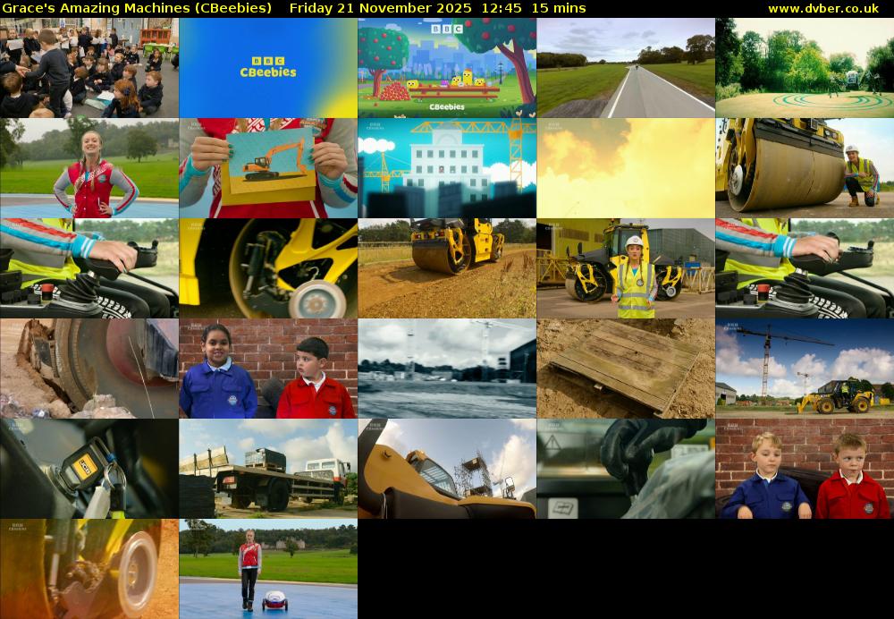 Grace's Amazing Machines (CBeebies) Friday 21 November 2025 12:45 - 13:00