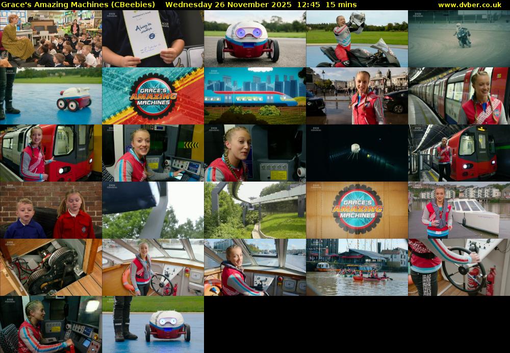 Grace's Amazing Machines (CBeebies) Wednesday 26 November 2025 12:45 - 13:00