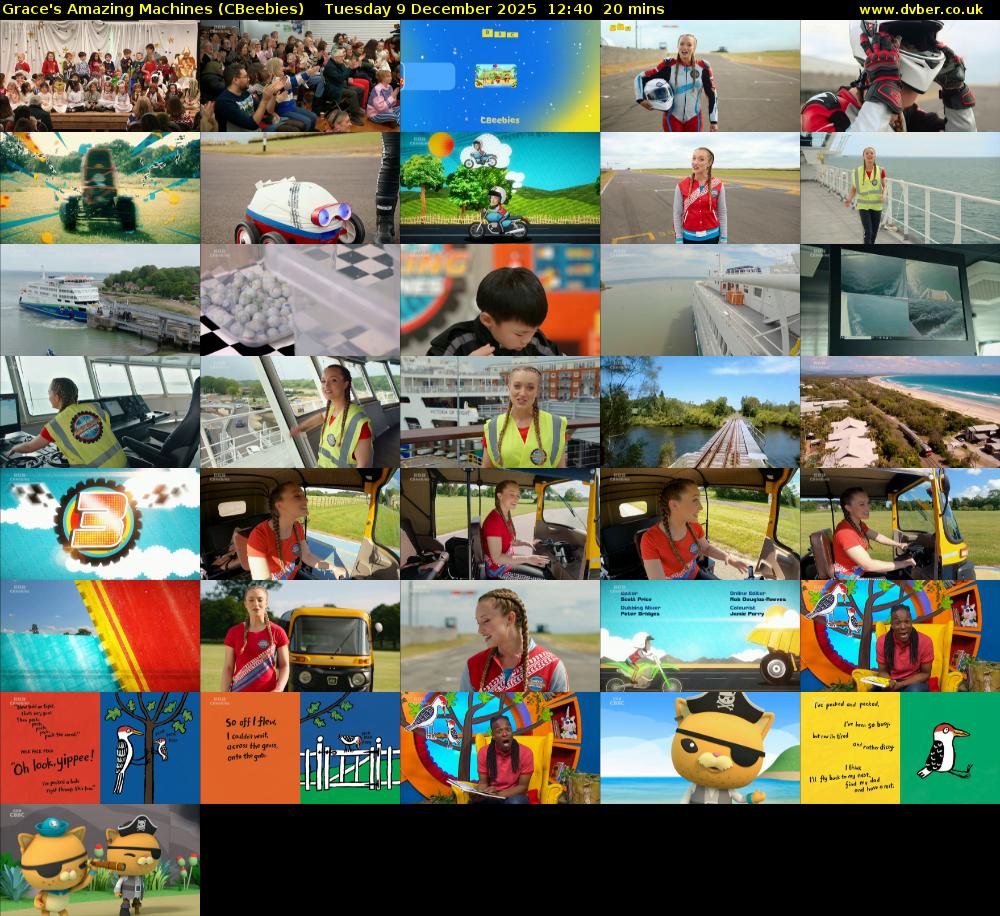 Grace's Amazing Machines (CBeebies) Tuesday 9 December 2025 12:40 - 13:00