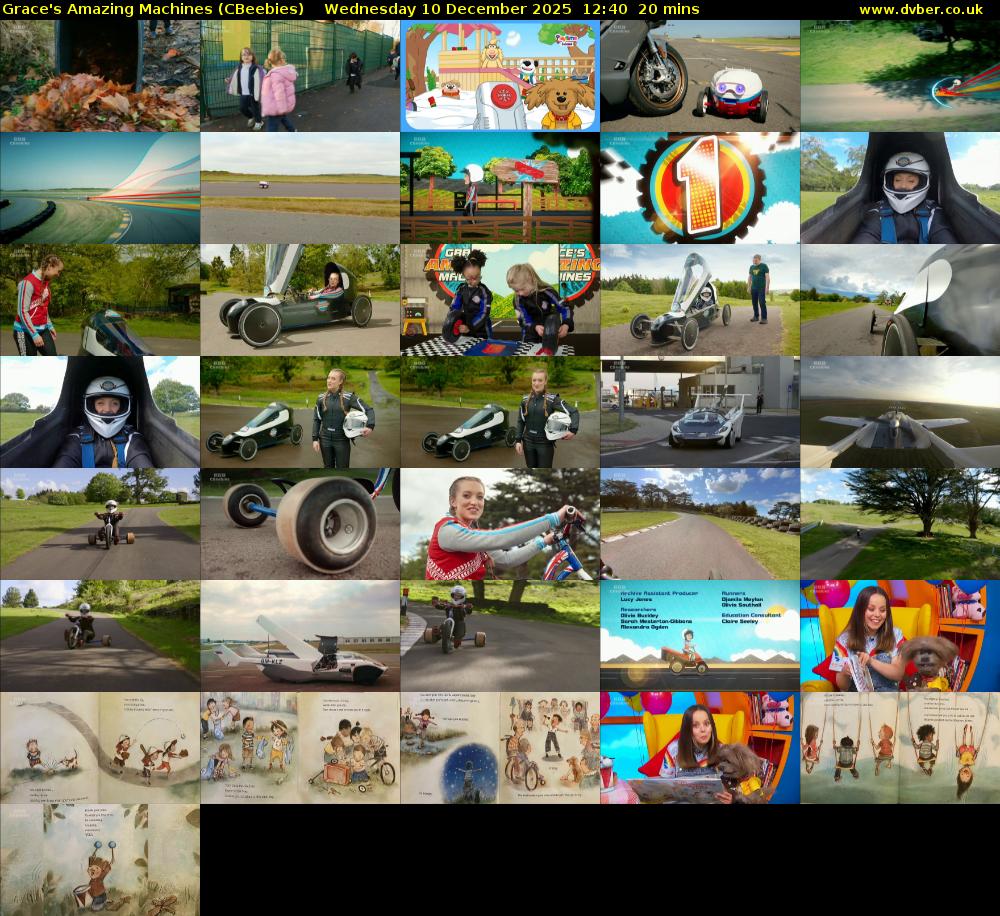 Grace's Amazing Machines (CBeebies) Wednesday 10 December 2025 12:40 - 13:00