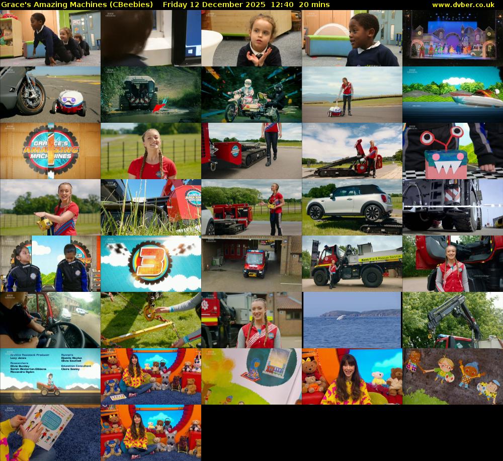 Grace's Amazing Machines (CBeebies) Friday 12 December 2025 12:40 - 13:00