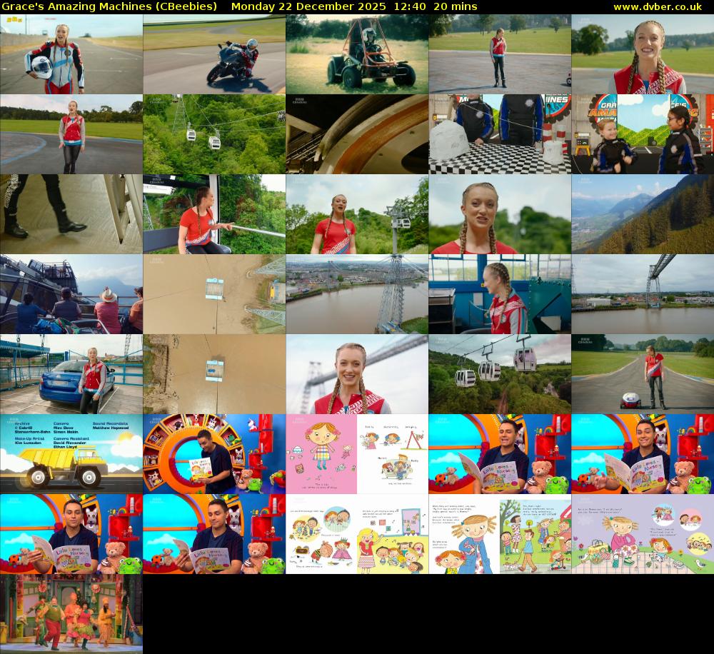 Grace's Amazing Machines (CBeebies) Monday 22 December 2025 12:40 - 13:00