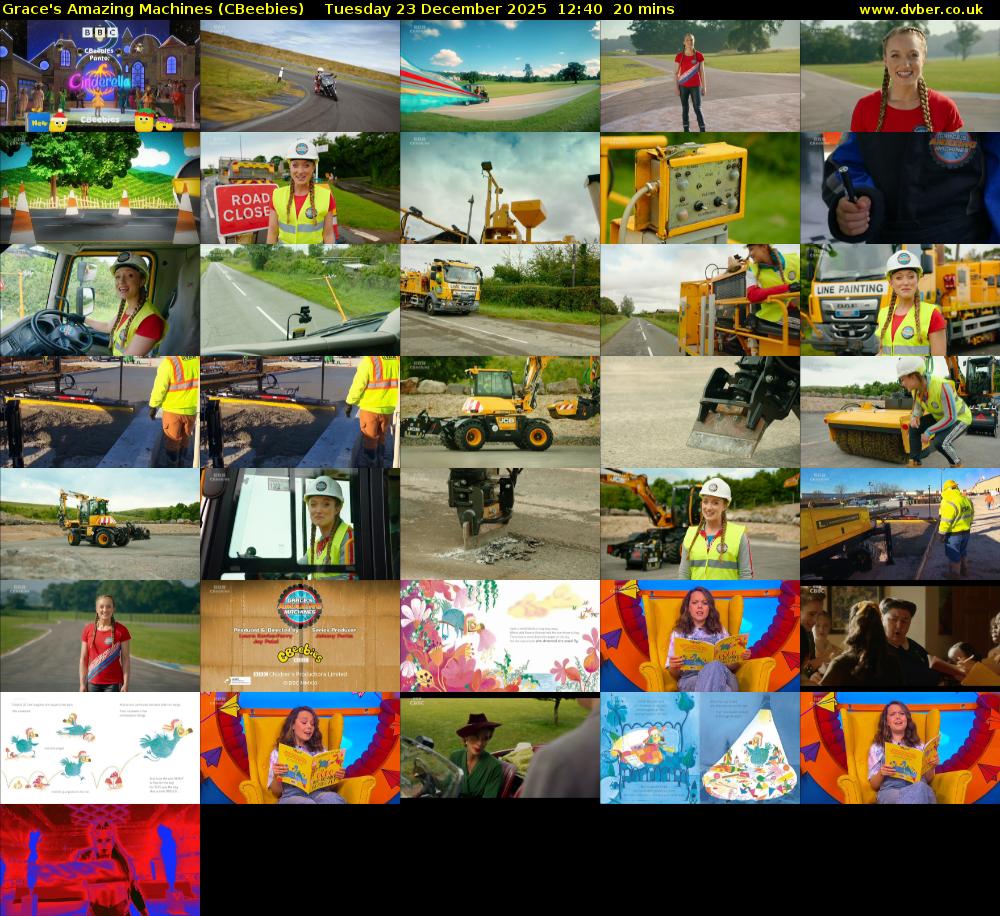 Grace's Amazing Machines (CBeebies) Tuesday 23 December 2025 12:40 - 13:00