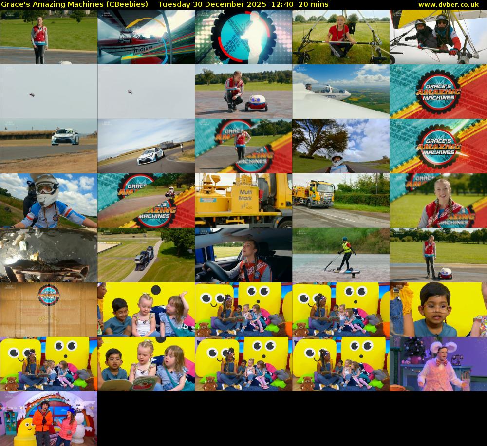 Grace's Amazing Machines (CBeebies) Tuesday 30 December 2025 12:40 - 13:00