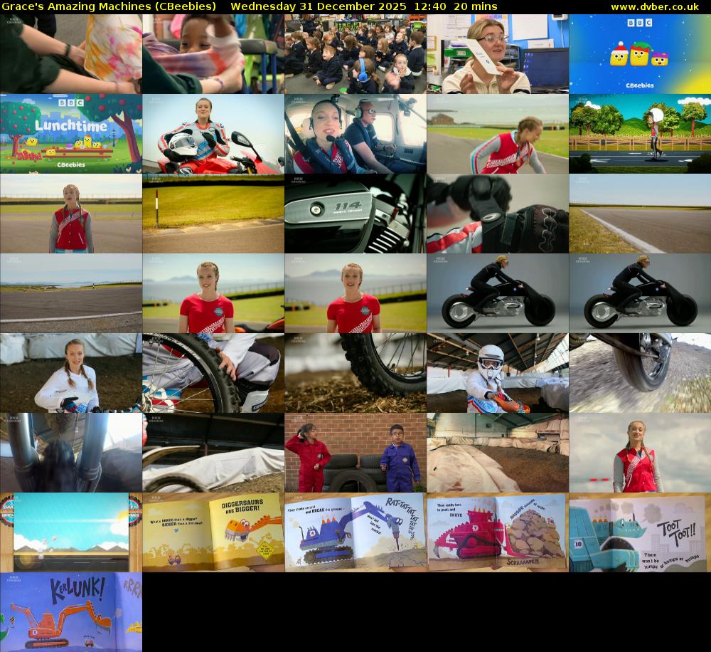 Grace's Amazing Machines (CBeebies) Wednesday 31 December 2025 12:40 - 13:00