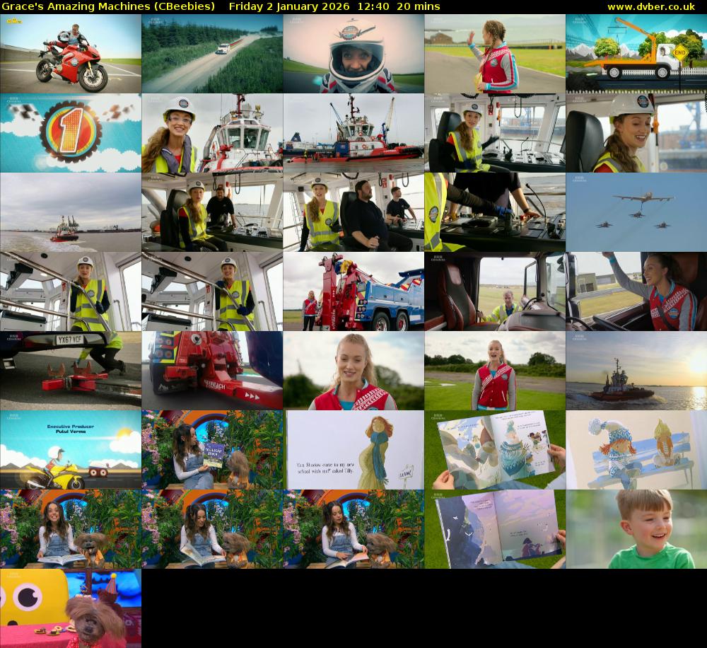 Grace's Amazing Machines (CBeebies) Friday 2 January 2026 12:40 - 13:00