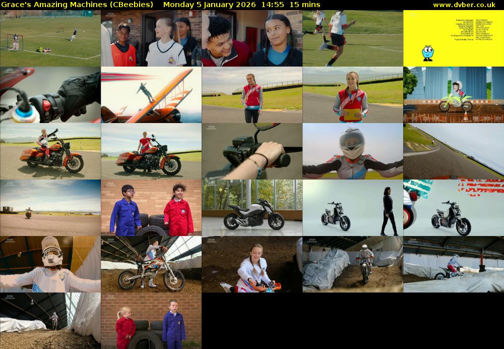 Grace's Amazing Machines (CBeebies) Monday 5 January 2026 14:55 - 15:10