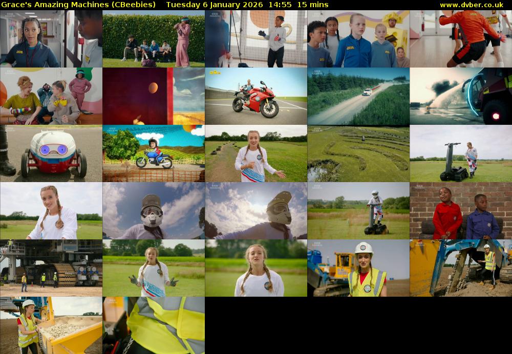 Grace's Amazing Machines (CBeebies) Tuesday 6 January 2026 14:55 - 15:10
